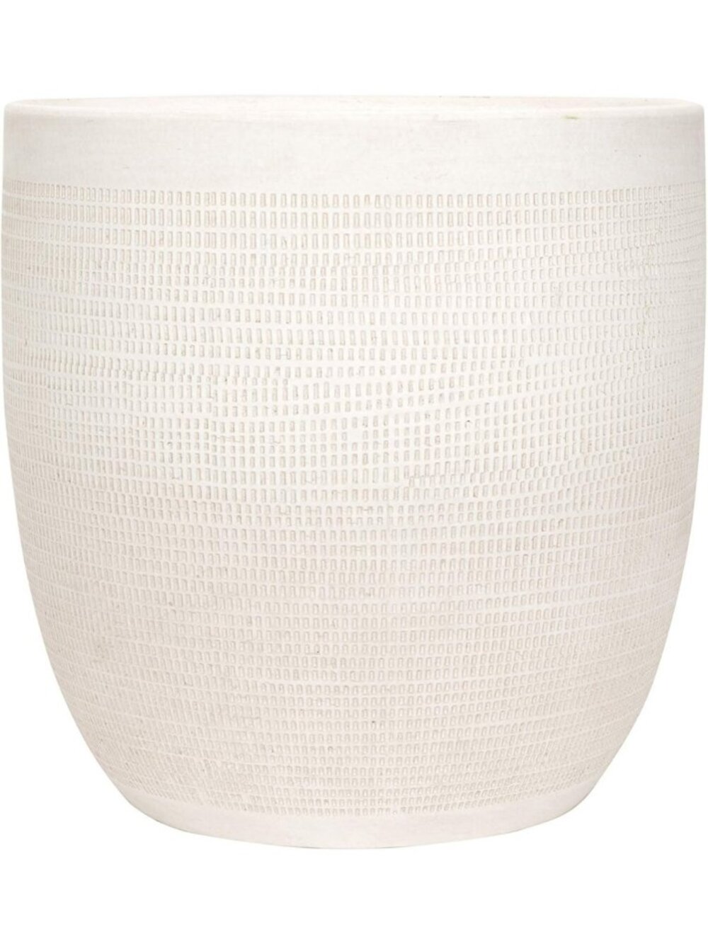 Large Matte White Embossed Stoneware Planter - Stylish Home Decor